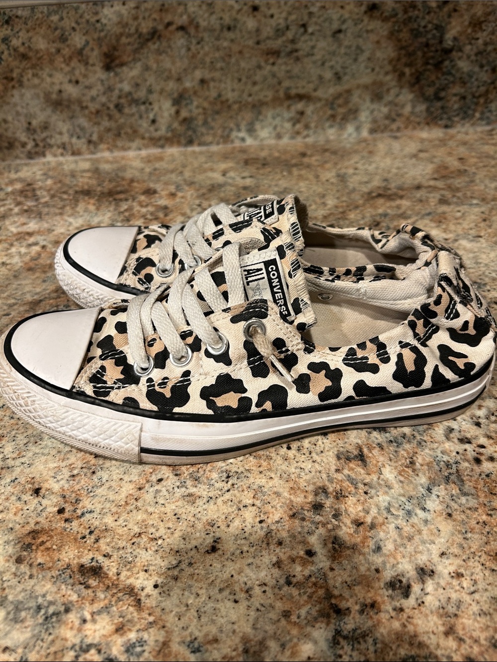 Converse Shoreline Sneakers Womens 7 Leopard Print Slip On Low Top 567022F - Picture 3 of 13
